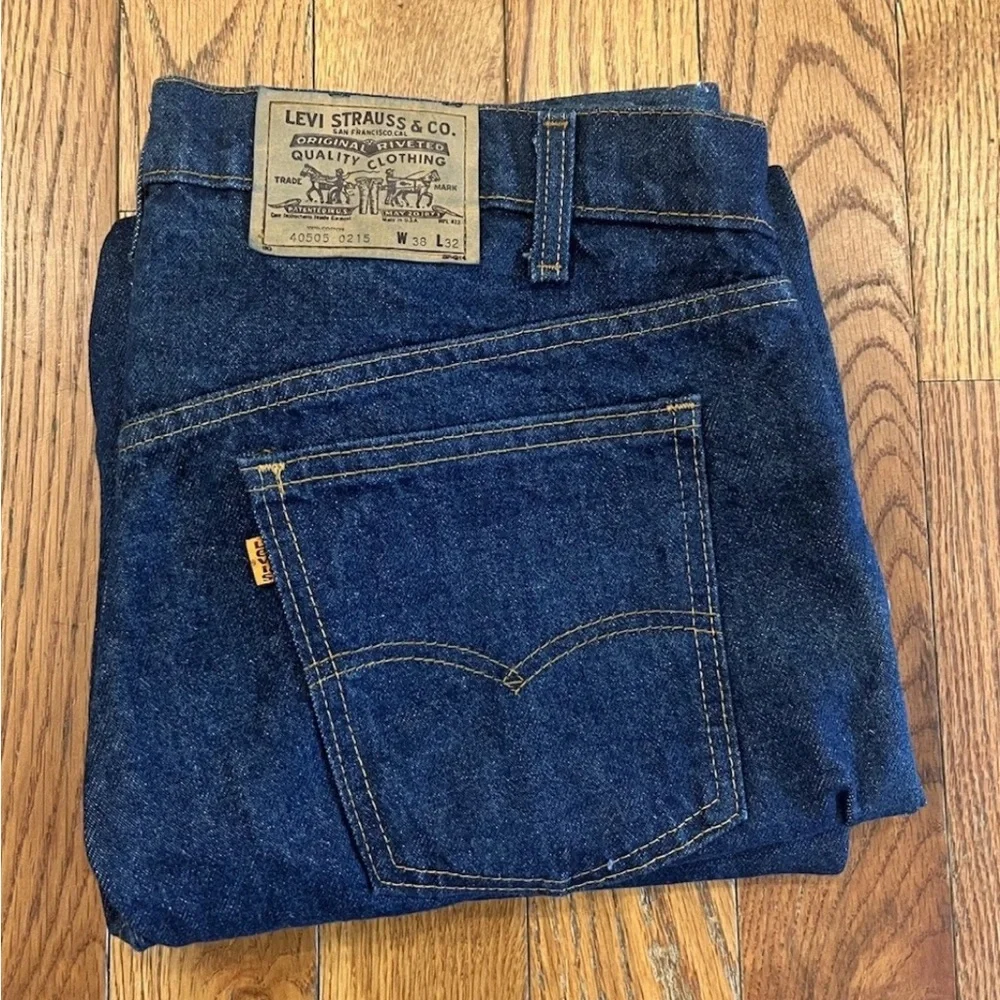Vintage Levi's 505 Orange Tab Jeans 38x32 Dark Wash USA Made 10-5 Oct 1985 80s